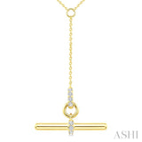1/10 Ctw Round Cut Diamond T-Bar Fashion Necklace in 10K Yellow Gold