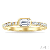1/2 Ctw Luna Bezel East-West Emerald Cut and Round Cut Diamond Ring in 14K Yellow Gold