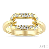 1/5 Ctw Flush Set Paperclip Link Round Cut Diamond Mosaic Ring in 10K Yellow Gold
