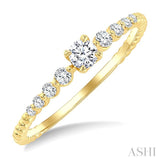 1/4 Ctw Bead Texture Shank Graduated Round CutDiamond Stackable Fashion Ring in 14K Yellow Gold