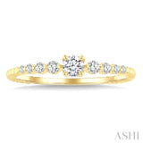 1/4 Ctw Bead Texture Shank Graduated Round CutDiamond Stackable Fashion Ring in 14K Yellow Gold