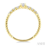 1/4 Ctw Bead Texture Shank Graduated Round CutDiamond Stackable Fashion Ring in 14K Yellow Gold
