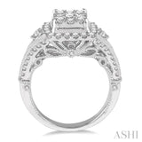 1 1/4 Ctw Round Diamond Lovebright Vintage Style Halo Engagement Ring in 14K White Gold