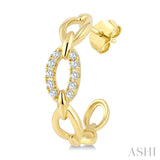 1/5 Ctw Round Cut Diamond Open Link Fashion Half hoop Earrings in 14K Yellow Gold