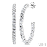1/3 Ctw French Pave Set Round Cut Diamond Fashion Half Hoop Earring in 14K White Gold