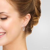 1/3 Ctw French Pave Set Round Cut Diamond Fashion Half Hoop Earrings in 14K White Gold