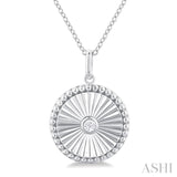 1/20 Ctw Round fluted medallion Round Cut Diamond Pirouette Pendant With Chain in 10K White Gold
