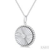 1/20 Ctw Round fluted medallion Round Cut Diamond Pirouette Pendant With Chain in 10K White Gold