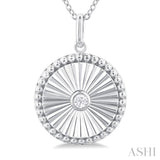 1/20 Ctw Round fluted medallion Round Cut Diamond Pirouette Pendant With Chain in 10K White Gold