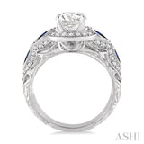 3.8x1.8 MM & 4.1x2.1 MM Marquise Cut Sapphire and 1/2 Ctw Round Cut Diamond Semi-Mount Engagement Ring in 14K White Gold