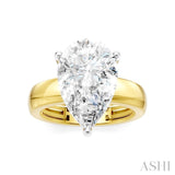 1/6 Ctw Pear Shape Round Cut Diamond Semi-Mount Engagement Ring in 14K Yellow and White Gold