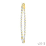 2 Ctw Inside-Out Round Cut Diamond 1/2-Inch Oval Hoop Earrings in 14K Yellow Gold