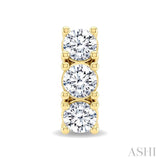 1 Ctw 3-Stone Round Cut Diamond Fashion Earrings in 14K Yellow Gold