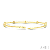 1/2 Ctw Round Cut Bead Bijoux Diamond Clover Bead Fashion Flex Bangle in 14K Yellow Gold
