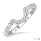 1/10 ctw Curved Center Round Cut Diamond Wedding Band in 14K White Gold