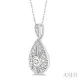 1/8 Ctw Lattice Pear Shape Round Cut Diamond Pendant in 10K White Gold