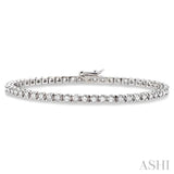 3 Ctw Square Shape Round Cut Diamond Tennis Bracelet in 14K White Gold