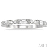 1/2 ctw Segmented Art Deco Baguette and Round Cut Diamond Stackable Band in 14K White Gold