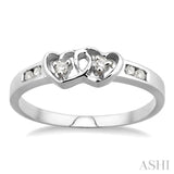1/10 ctw Round Cut Diamond Twin Heart Ring in Sterling Silver