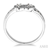 1/10 ctw Round Cut Diamond Twin Heart Ring in Sterling Silver