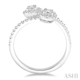 1/10 ctw Split Shank Circular Mount Round Cut Diamond 2Stone Sterling Silver Ring
