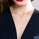1/2 Ctw Three Stone Round Cut Diamond Necklace in 14K Yellow Gold