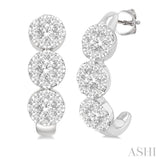 7/8 Ctw Lovebright Round Cut Diamond Half Hoop Earrings in 14K White Gold