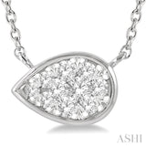 1/6 Ctw Pear Shape Lovebright Diamond Pendant With Chain in 14K White Gold