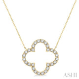 3/4 Ctw Clover Round Cut Diamond Pendant With Chain in 14K Yellow Gold