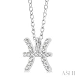 1/20 ctw Pisces Round Cut Diamond Zodiac Pendant With Chain in 14K White Gold