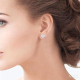 1 Ctw Heart Shape Lovebright Round Cut Diamond Stud Earring in 14K White Gold