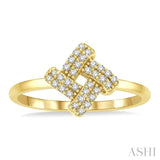 1/10 Ctw Petite Interwoven Round Cut Diamond Fashion Ring in 10K Yellow Gold