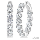 4 Ctw Inside-Out Round Cut Diamond Hoop Earrings in 14K White Gold