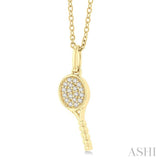 1/10 Ctw Petite Tennis Racket Round Cut Diamond Fashion Pendant With Chain in 10K Yellow Gold