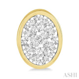 1/2 Ctw Oval Shape Lovebright Round Cut Diamond Bezel Stud Earring in 14K Yellow and White Gold