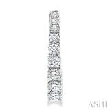 1 Ctw Graduated Round Cut Diamond Fashion Hoop Earrings in 14K White Gold