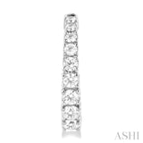 1 ctw Graduated Round Cut Diamond Fashion Hoop Earrings in 14K White Gold