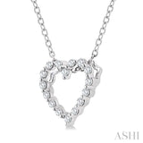 1/10 Ctw Heart Shape Round Cut Diamond Pendant With Chain in Sterling Silver