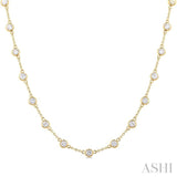 3 Ctw Bezel Set Round Cut Diamond Station Necklace in 14K Yellow Gold