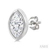1/5 Ctw Petite Bezel Set Marquise Cut Diamond Fashion Stud Earring in 10K White Gold