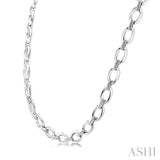 1/4 Ctw Bold Open Window Oval Shape D-Link Round Cut Diamond Paperclip Necklace in Sterling Silver