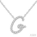 1/10 Ctw Initial 'G' Round cut Diamond Pendant With Chain in 14K White Gold