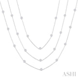 7 Ctw Bezel Set Round Cut Diamond 60-Inch Long Station Necklace in 14K White Gold