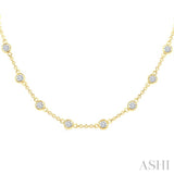2 Ctw Bezel Set Round Cut Diamond Station Necklace in 14K Yellow Gold
