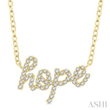 1/6 ctw 'hope' Script Round Cut Diamond Necklace in 10K Yellow Gold