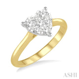 1/2 Ctw Round Cut Diamond Heart Shape Lovebright Ring in 14K Yellow and White Gold