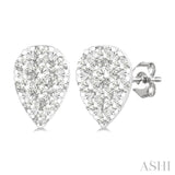 1/6 Ctw Lovebright Petite Pear Shape Round Cut Diamond Fashion Stud Earring in 10K White Gold