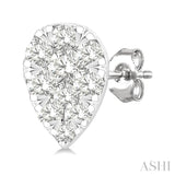 1/6 Ctw Lovebright Petite Pear Shape Round Cut Diamond Fashion Stud Earring in 10K White Gold