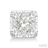 1/6 Ctw Lovebright Petite Square Shape Round Cut Diamond Fashion Stud Earring in 10K Yellow and White Gold
