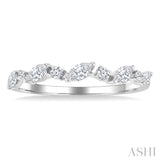 3/8 Ctw Wave Pattern Scatter Marquise and Round Cut Diamond Fashion Band in 14K White Gold